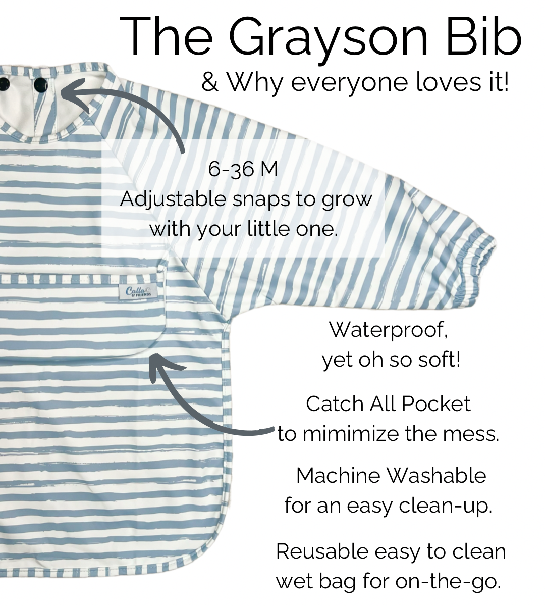 The Grayson Long Sleeve Bib - Dino