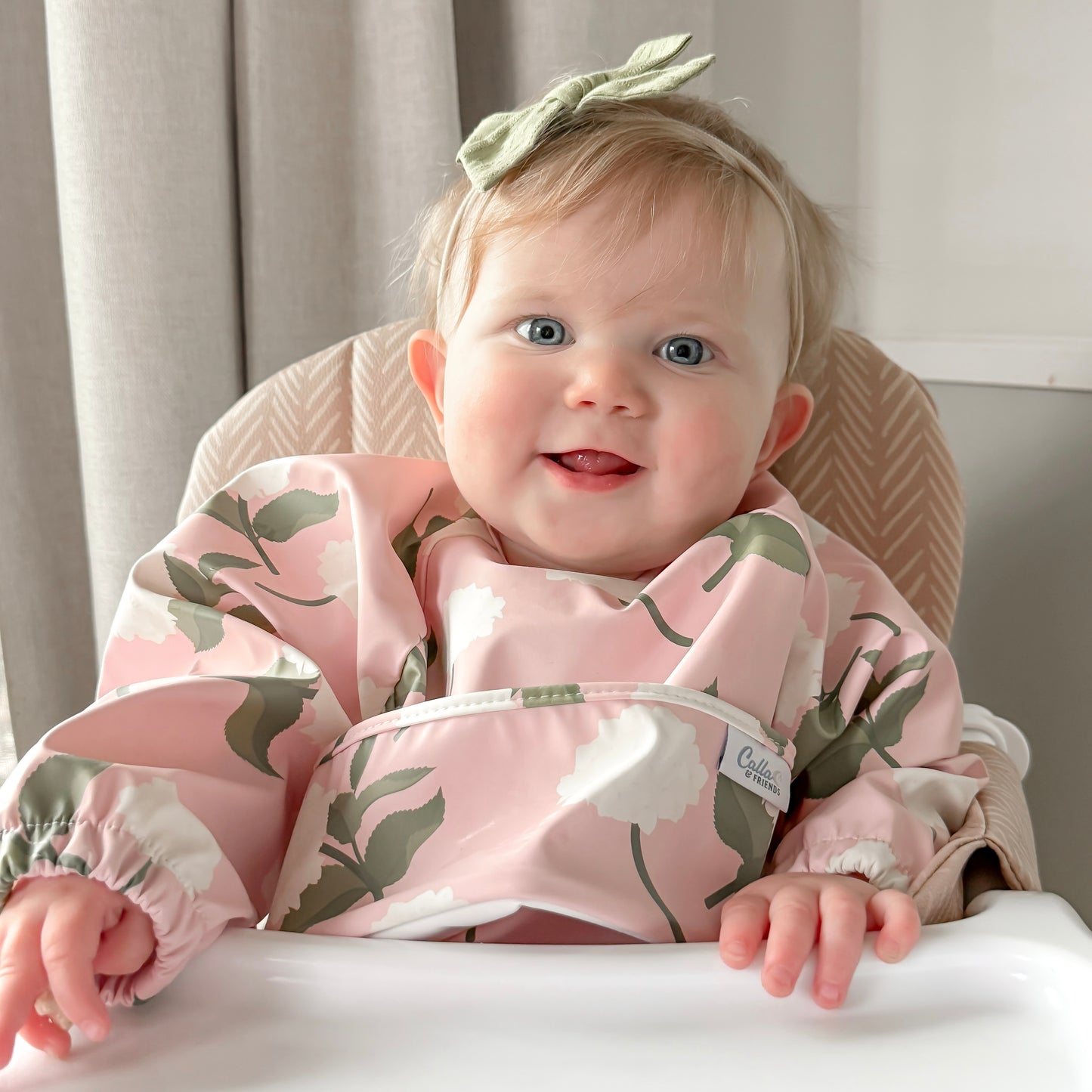 The Grayson Long Sleeve Bib - Hydrangeas