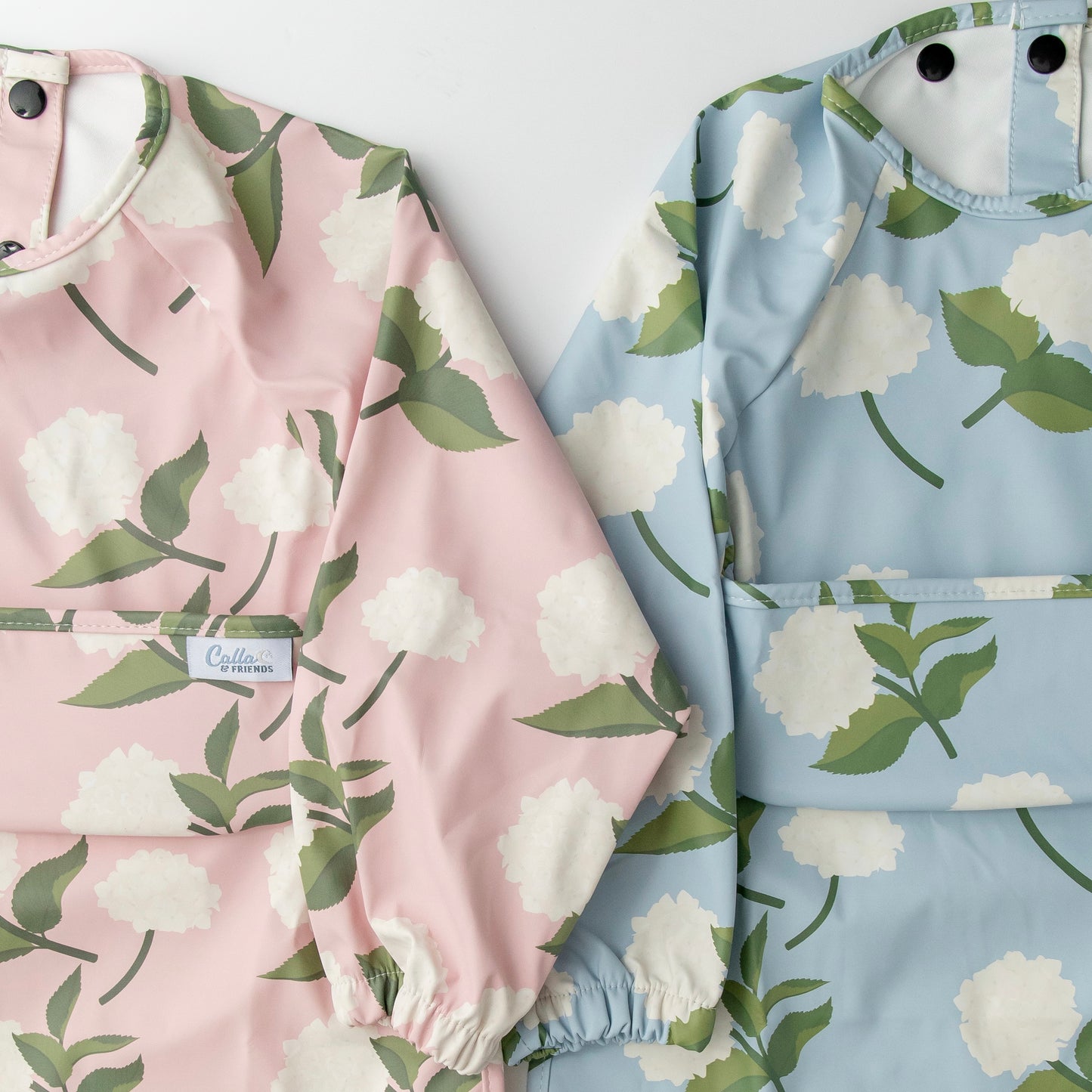 The Grayson Long Sleeve Bib - Hydrangeas