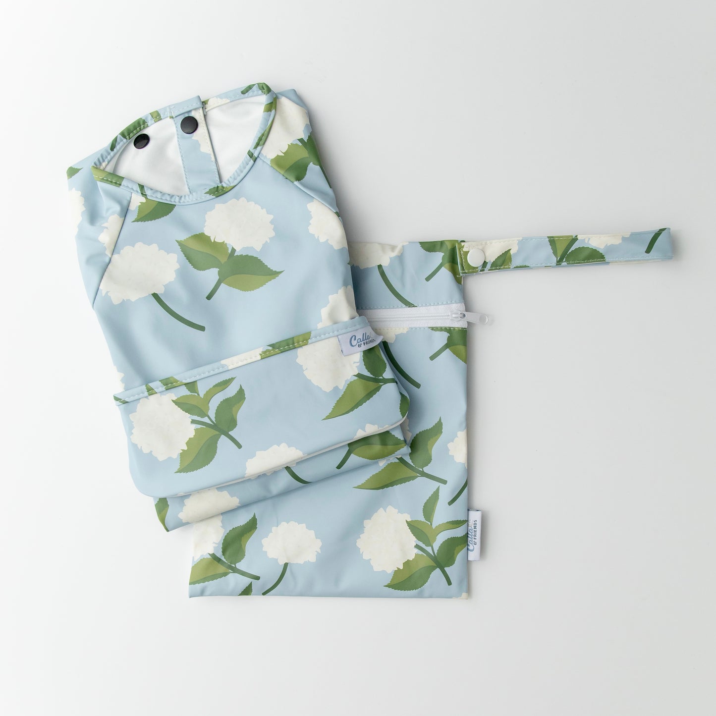 The Grayson Long Sleeve Bib - Hydrangeas