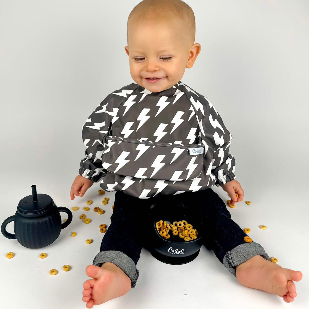 The Grayson Long Sleeve Bib - Lightning Bolts