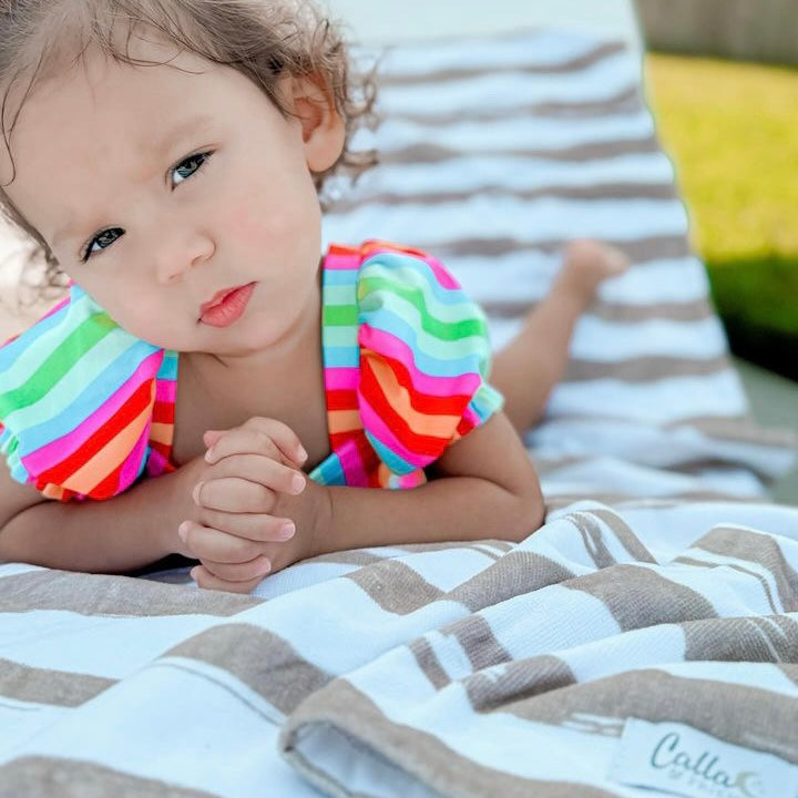 The Kenzie Beach Towel - Brush Stripes