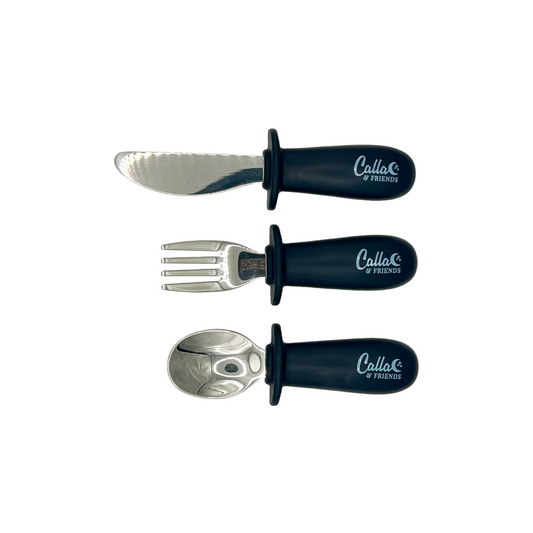BLACKOUT Collection Silicone & Stainless Steel Toddler Utensil Set