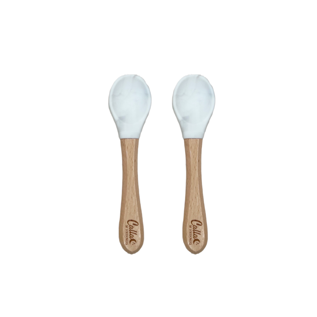 Silicone & Beechwood Toddler Spoons Set