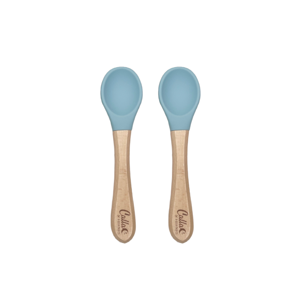 Silicone & Beechwood Toddler Spoons Set