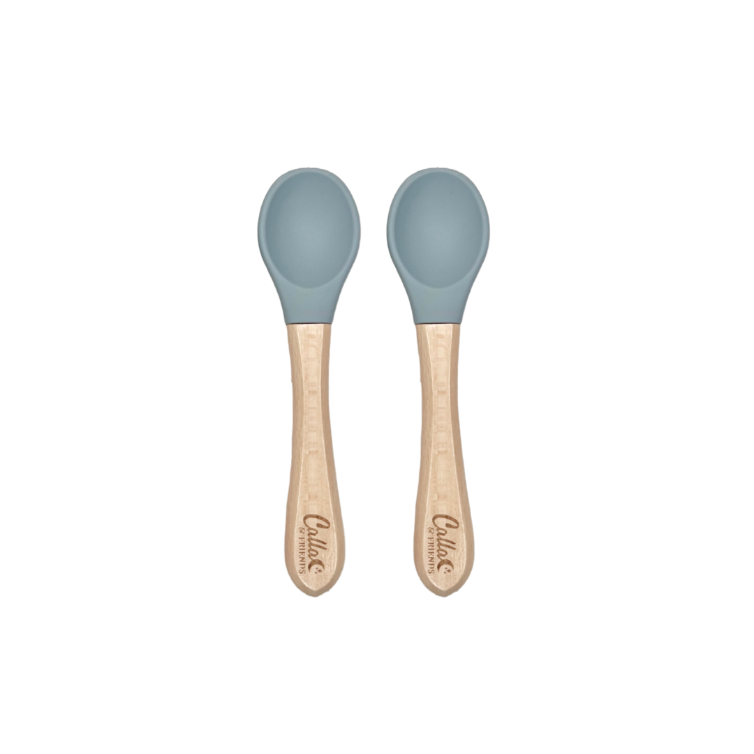 Silicone & Beechwood Toddler Spoons Set